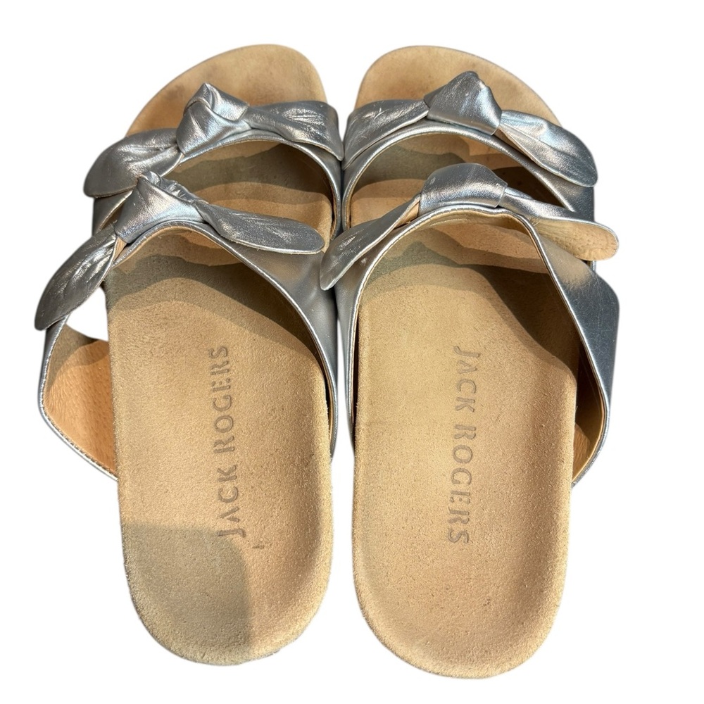 Jack Rogers Metallic Monica Double Knot Lug Comfort Platform Slide Sandals Sz 8 - Picture 3 of 9